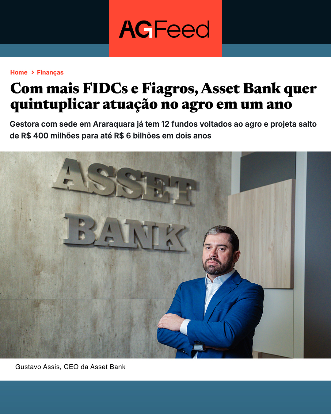 Com mais FIDCs e Fiagros, Asset Bank quer quintuplicar atuação no agro em um ano